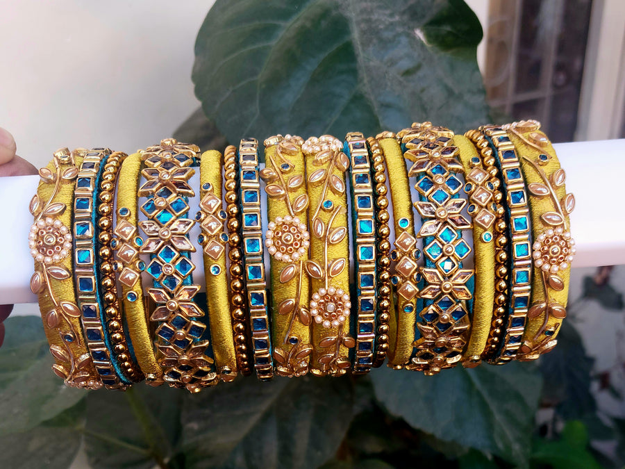 skyblue yellow bangles