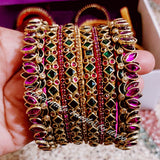 lotus kundan bangles