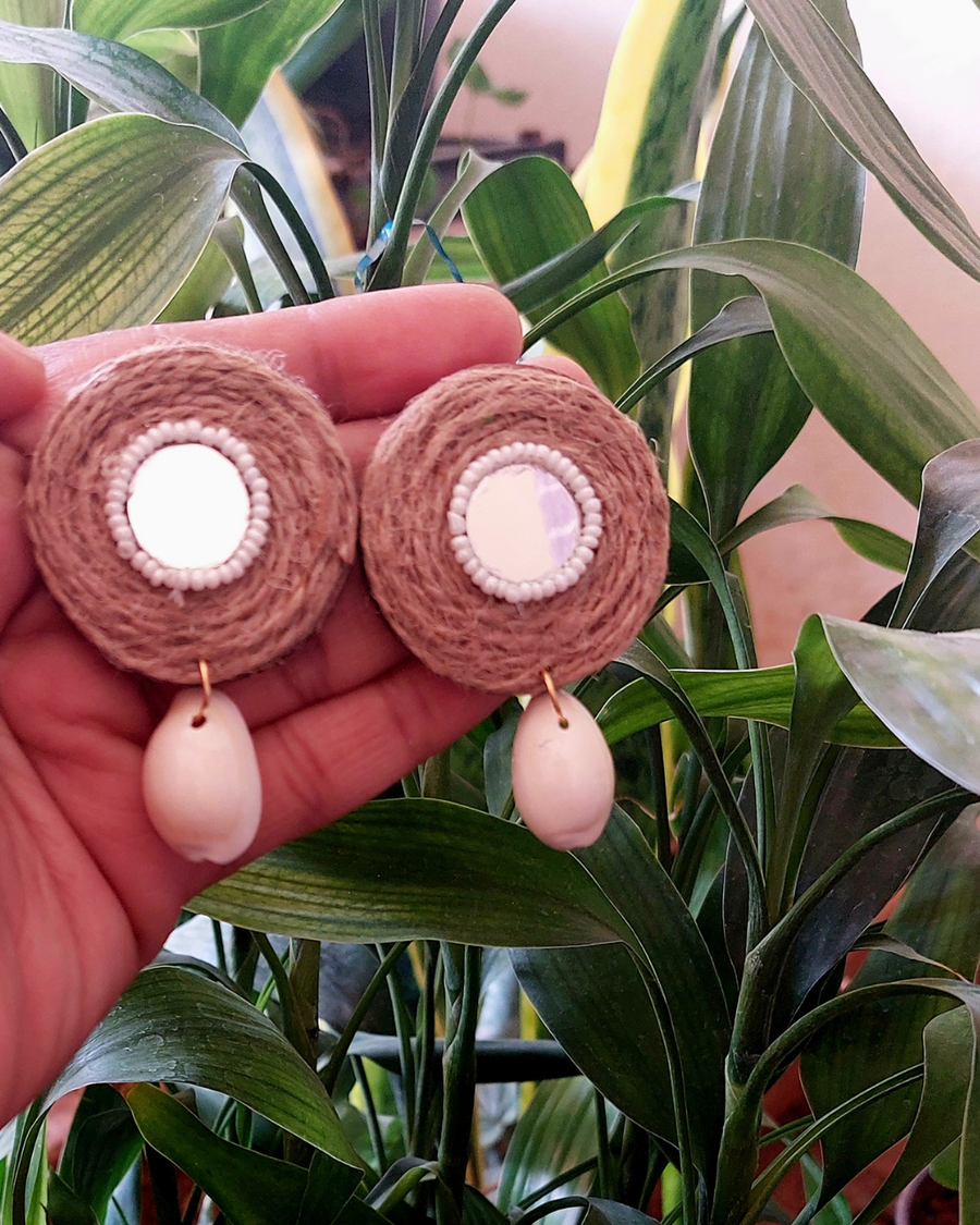 jute mirror earring