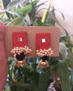 orange pearl earrings