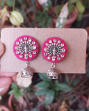 pink peacock earring