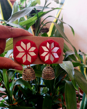 red mirror earring